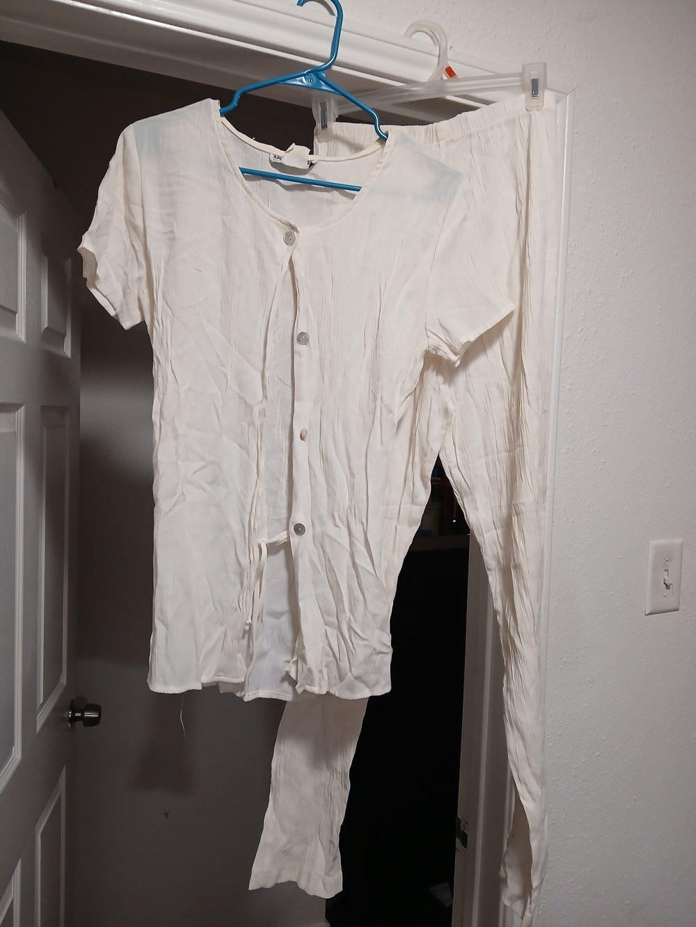 Ultimate Blues Vintage Button-Front Short Sleeve Top and Lounge Pants Set